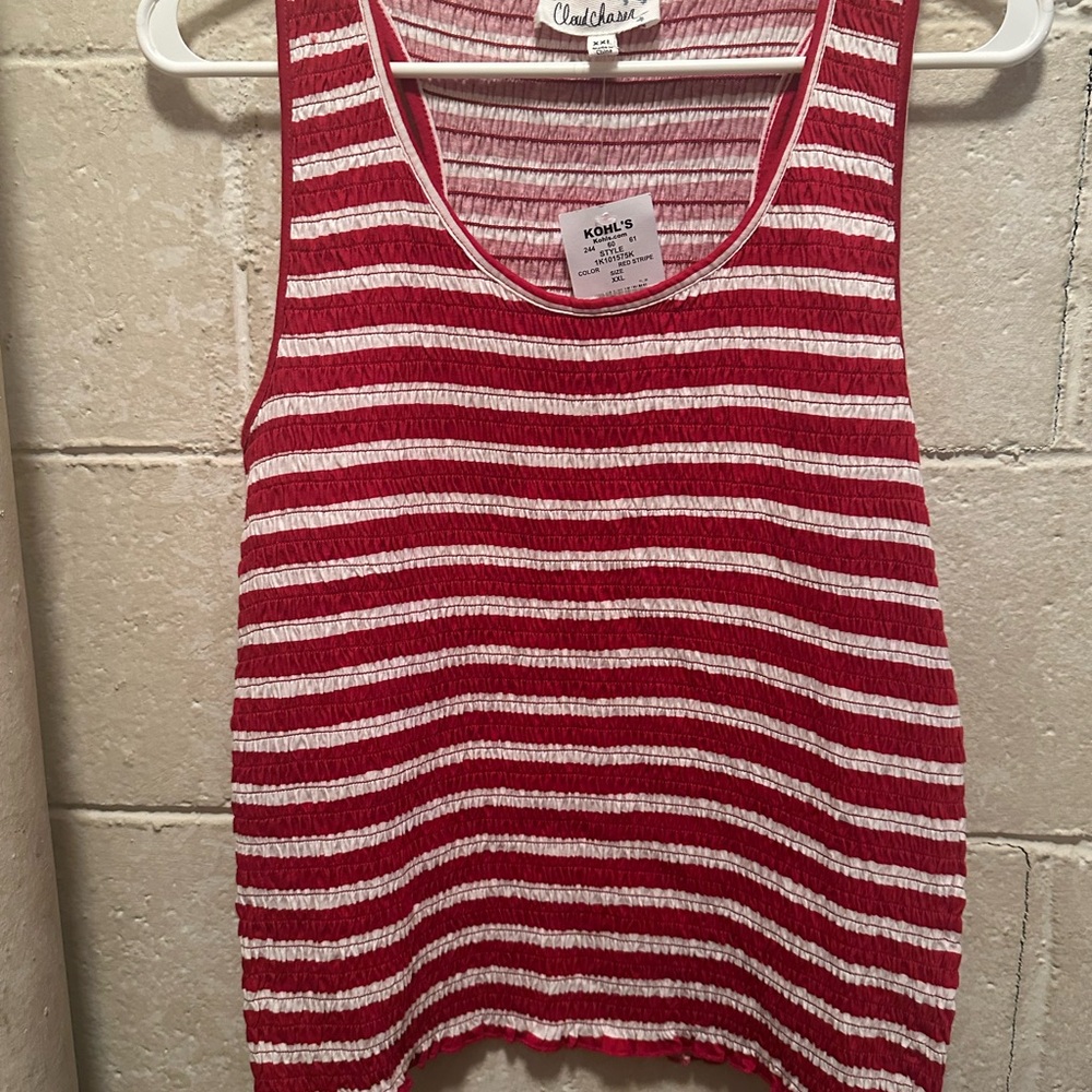 Croft & Barrow Red and White Striped Women's Tank Top
